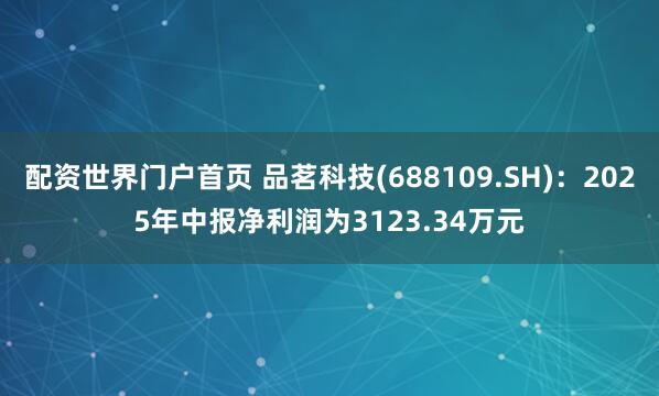 配资世界门户首页 品茗科技(688109.SH)：2025年中报净利润为3123.34万元